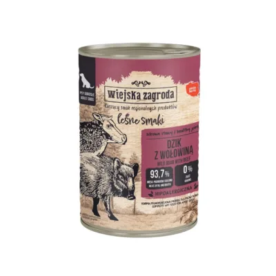 Wiejska Zagroda Forest Flavours 400g metssiga ja veise märgtoit täiskasvanud koertele, teravilja- ja gluteenivaba