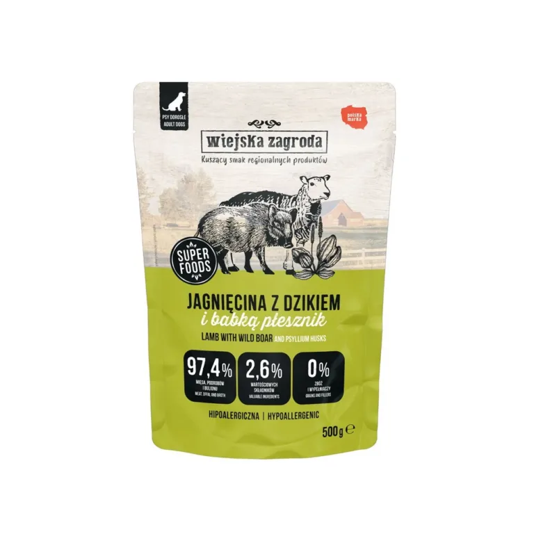 Wiejska Zagroda Lamb with Wild Boar 500g teraviljavaba täistoit märgtoit täiskasvanud koertele