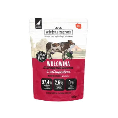 Wiejska Zagroda Monoprotein Beef 500 g veiselihaga teraviljavaba märgtoit täiskasvanud koertele