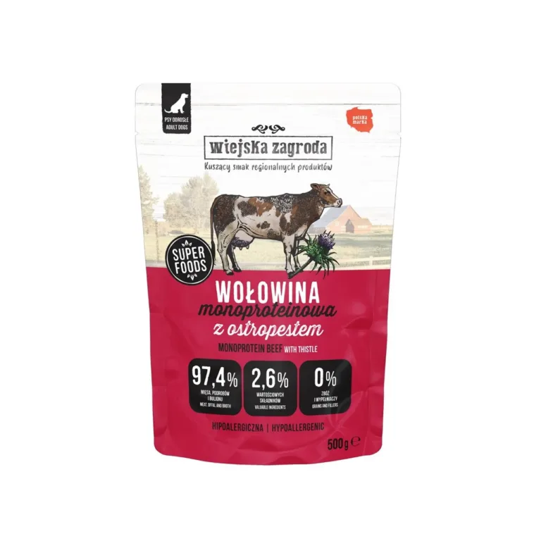 Wiejska Zagroda Monoprotein Beef 500 g veiselihaga teraviljavaba märgtoit täiskasvanud koertele