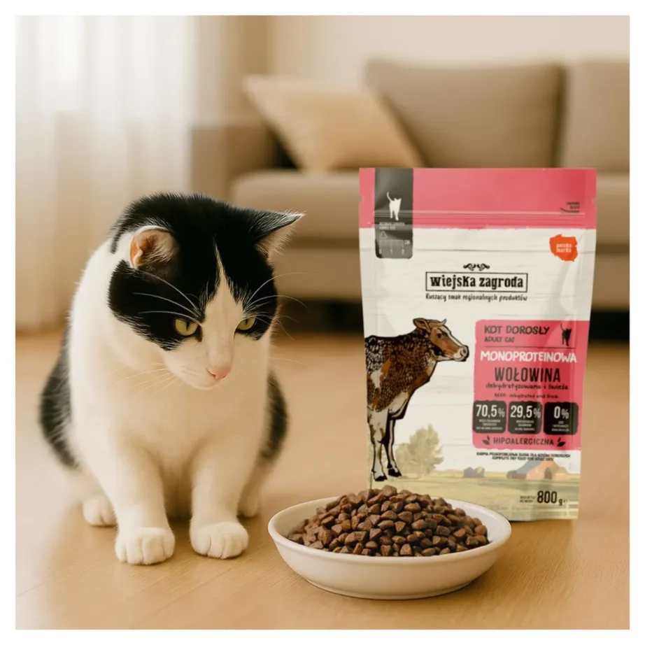 Wiejska Zagroda Monoprotein Beef 800 g gluteenivaba veiselihaga kuivtoit täiskasvanud kassile – 3