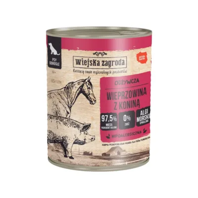 Wiejska Zagroda Pork with Horse 800g teraviljavaba täissööt täiskasvanud koertele