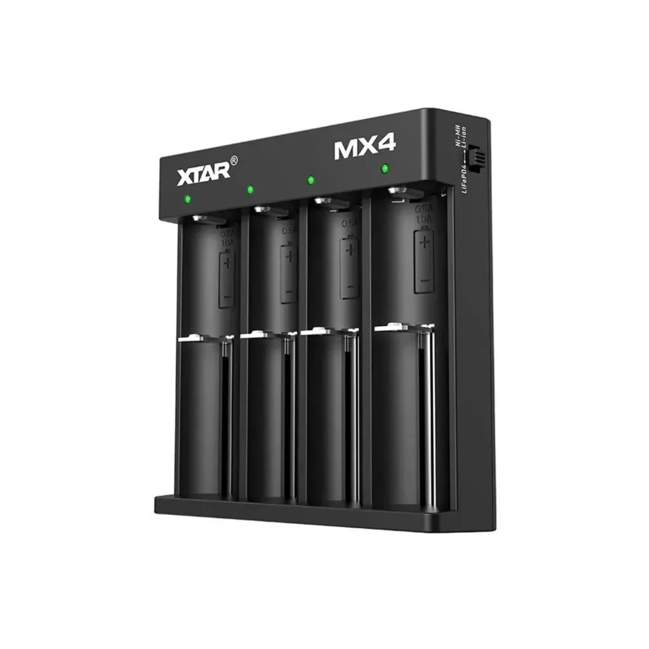 XTAR MX4 4-pesaline universaalne akulaadija Li-ion/NiMH akudele, USB-C, must