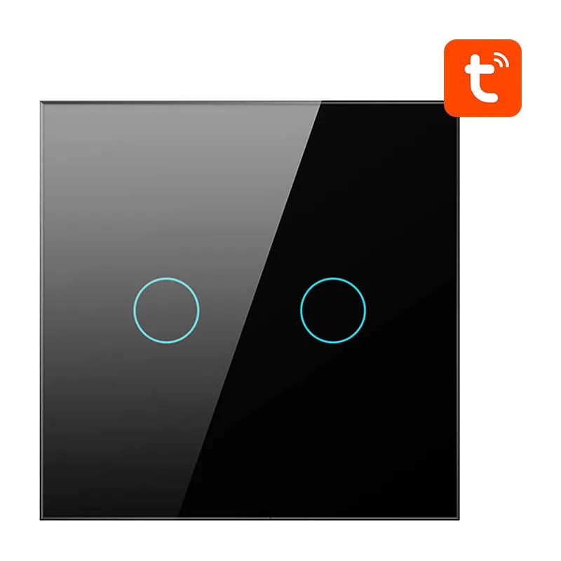 Avatto ZTS02‑EU‑B2 – must puutetundlik seinalüliti, 2 kanalit