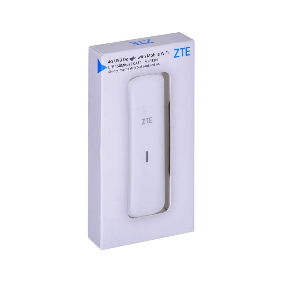 ZTE MF833N valge 4G LTE USB-moodem microSD-pesaga, 93,8 mm – 5