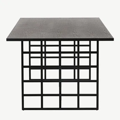 Ystad söögilaud (must tammespooniga, metallraam, 220×100 cm), 15017-888