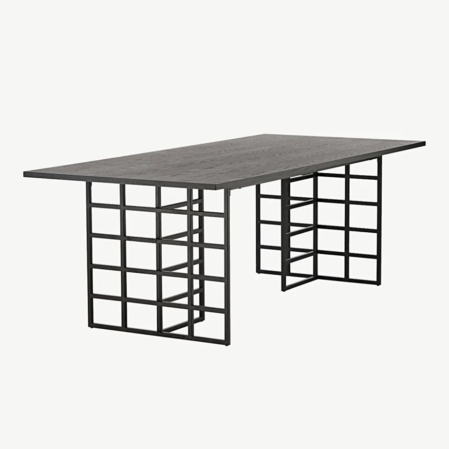 Ystad söögilaud (must tammespooniga, metallraam, 220×100 cm), 15017-888 – 2