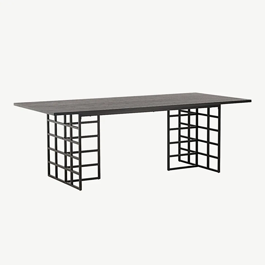 Ystad söögilaud (must tammespooniga, metallraam, 220×100 cm), 15017-888 – 3