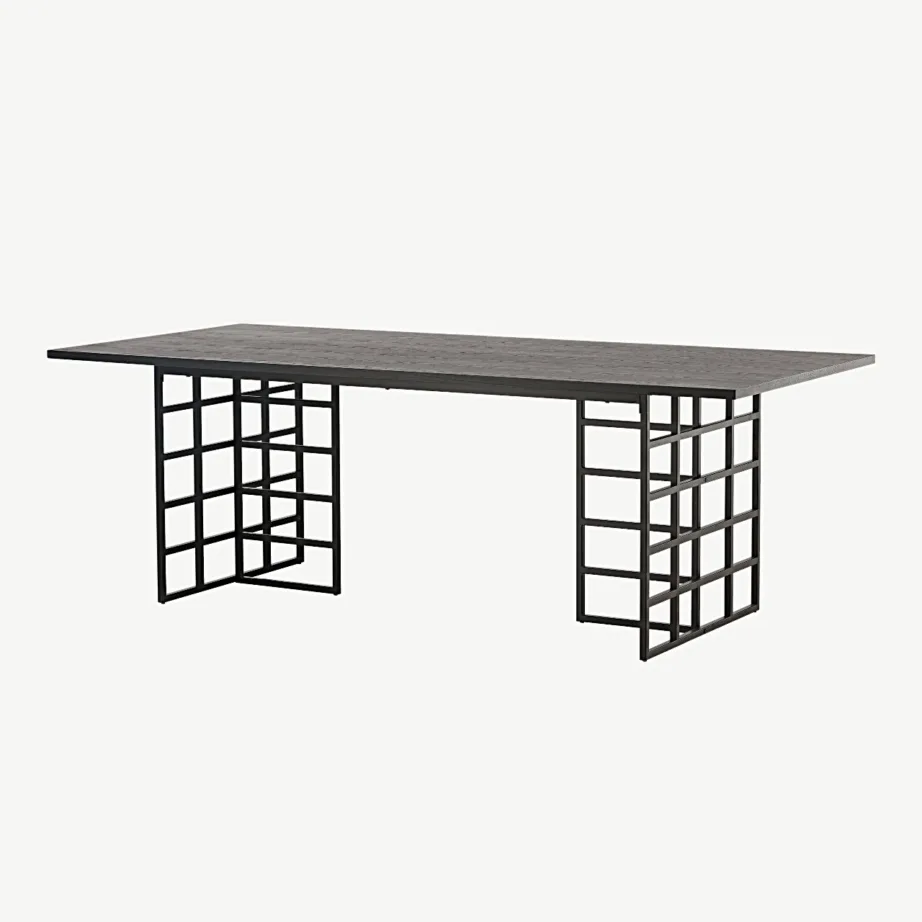 Ystad söögilaud (must tammespooniga, metallraam, 220×100 cm), 15017-888 – 5