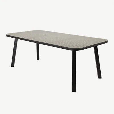 Paola suuremõõtmeline klaaspinnaga aiatöölaud (must teras, liivikarva palmik, 200x100 cm) - 1512-2038