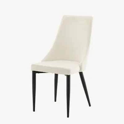 Beež bukleepolstriga söögitool Leone, mustad metalljalad - 17701-890