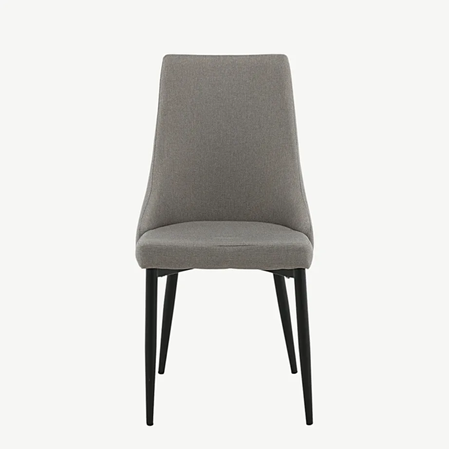 Polsterdatud söögitool Leone halli kangaga, mustad terasjalad, 17705-998 – 2