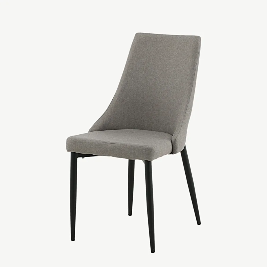 Polsterdatud söögitool Leone halli kangaga, mustad terasjalad, 17705-998