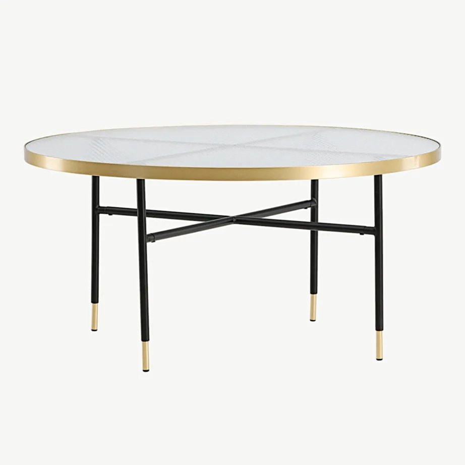 Ümmargune messingraamiga klaasdiivanilaud Bubbles (ø98 cm), 18039-660