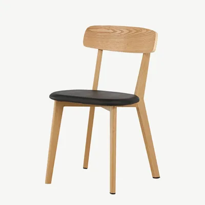 Söögitool Sanjos (loodusliku puidu välimus, must kunstnahk) - 19936-420