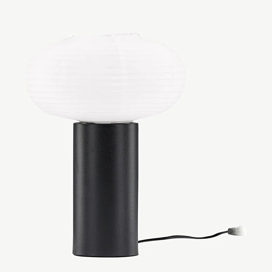 Hovfjället laualamp musta puidualusega ja valge riisipaberist kupliga, 20028-100 – 5
