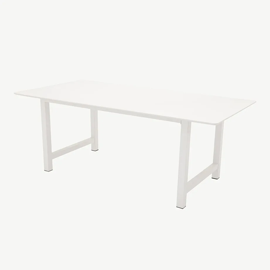 Valge ristkülikukujuline söögilaud Count (MDF, metallist jalad, 220×100 cm), 29923-300