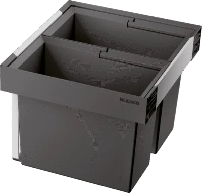 Väljatõmmatav prügisorteerimissüsteem 50 cm alumisele kapile BLANCO FLEXON II LOW 50/2, 2x19 L ämbrid, sahtlisse paigaldatav