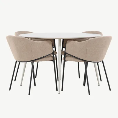 Ümmargune beež söögilauakomplekt Plaza koos Evelina toolidega (MDF, metall, 120 cm), GR24406