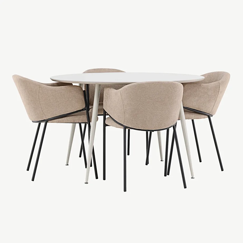 Ümmargune beež söögilauakomplekt Plaza koos Evelina toolidega (MDF, metall, 120 cm), GR24406 – 2