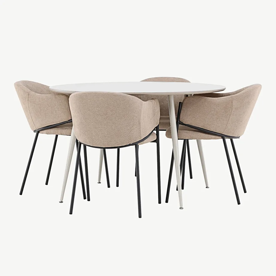 Ümmargune beež söögilauakomplekt Plaza koos Evelina toolidega (MDF, metall, 120 cm), GR24406 – 3