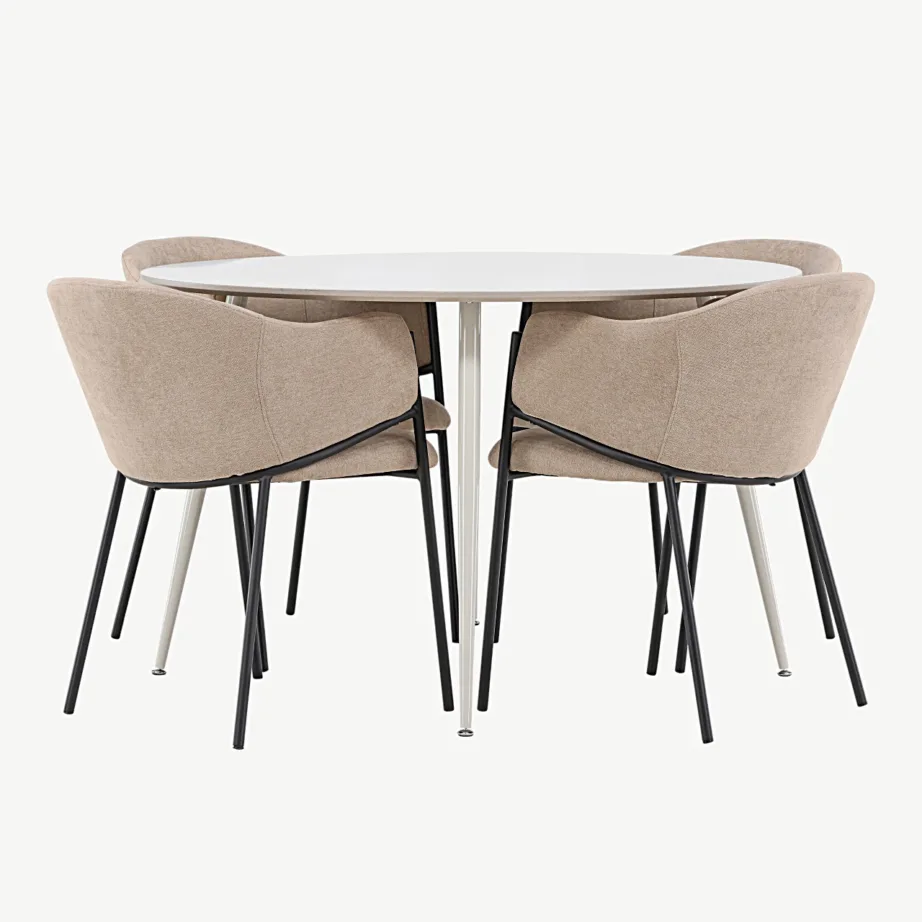 Ümmargune beež söögilauakomplekt Plaza koos Evelina toolidega (MDF, metall, 120 cm), GR24406 – 4