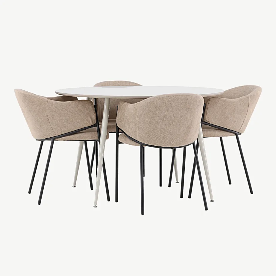 Ümmargune beež söögilauakomplekt Plaza koos Evelina toolidega (MDF, metall, 120 cm), GR24406 – 5