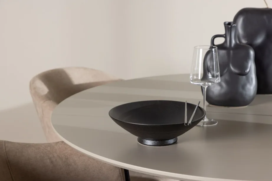 Ümmargune beež söögilauakomplekt Plaza koos Evelina toolidega (MDF, metall, 120 cm), GR24406 – 10