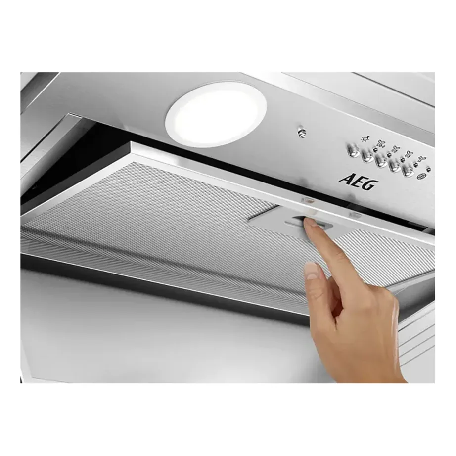 Integreeritav õhupuhasti Hob2Hood ja LED-valgustusega AEG DGE5661HM, 50 cm, kuni 700 m³/h, A energiaklass, roostevaba teras, hall, 150 mm väljatõmme – 14