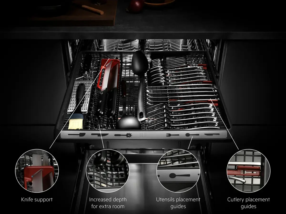 AEG nõudepesumasina MaxiFlex söögiriistasahtel erineva kujuga tarvikutele