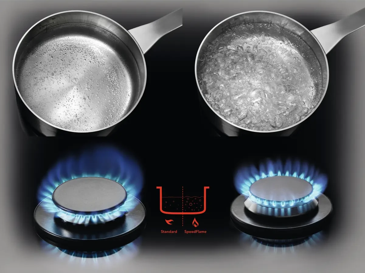 Speed Burners põletid suunavad leegi otse poti põhjale