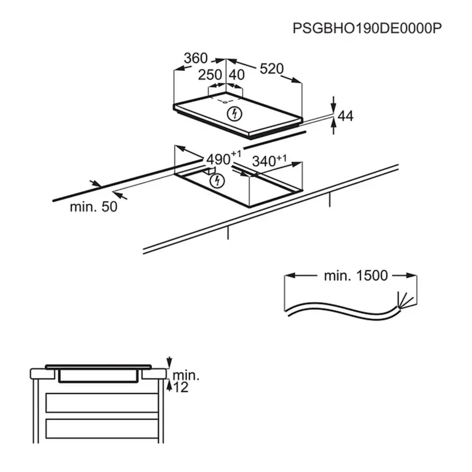 Kahe tsooniga induktsioonpliidiplaat Bridge-funktsiooniga AEG IKE42640KB, 40 cm, 3700 W, vitrokeramika, puudutusliugur, taimer, paus, lapselukk, must – 5