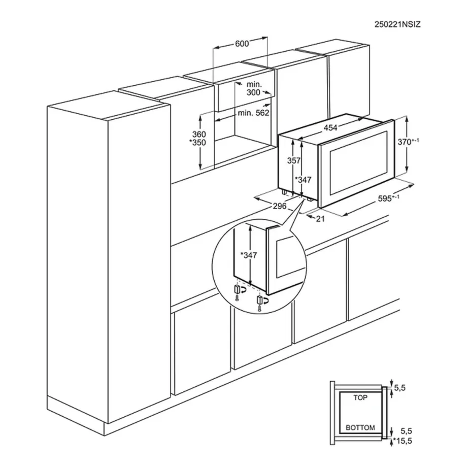 Integreeritav aurufunktsiooniga mikrolaineahi AEG NMB6S171SB, 17 l, 800 W, puutejuhtimine LCD-ga, roostevaba sisemus, must, paigaldus 36×56.2×30 cm – 15