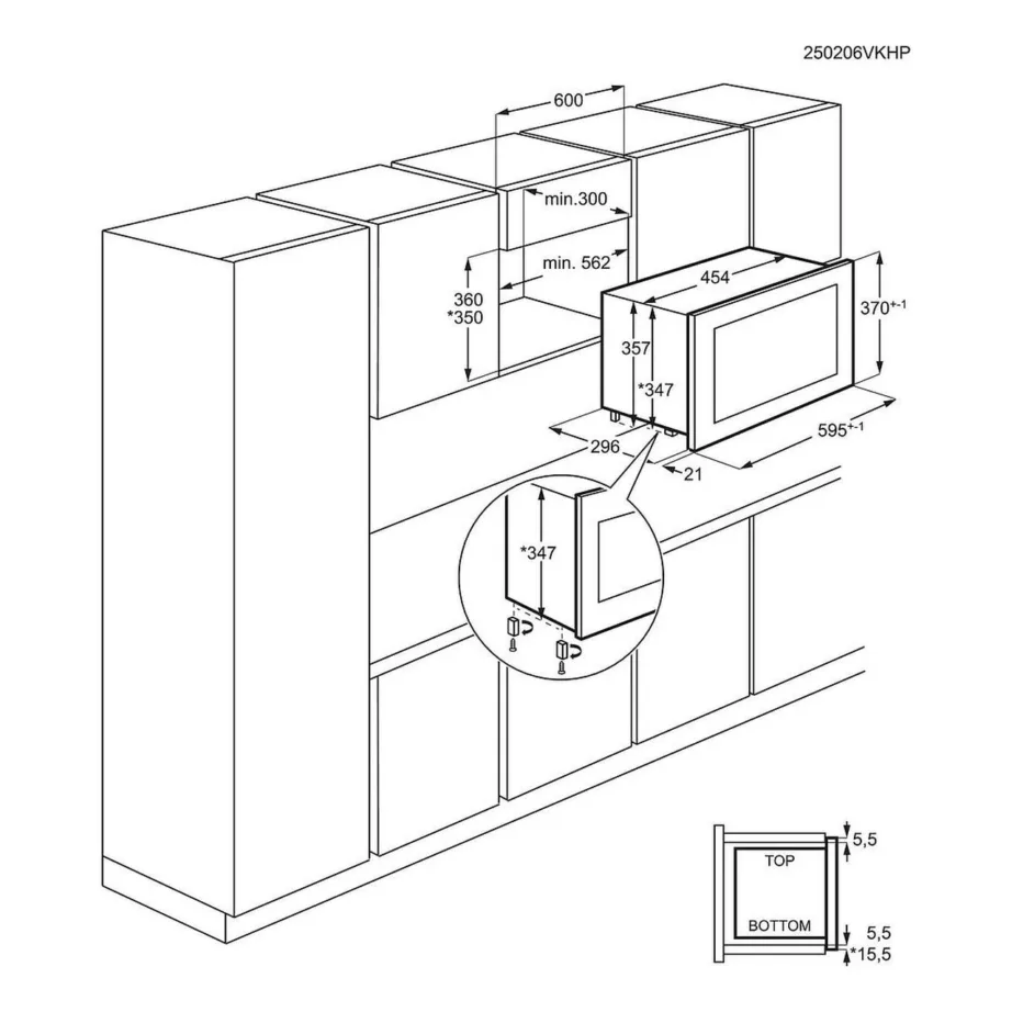 Integreeritav aurufunktsiooniga mikrolaineahi AEG NMB6S171SB, 17 l, 800 W, puutejuhtimine LCD-ga, roostevaba sisemus, must, paigaldus 36×56.2×30 cm – 4