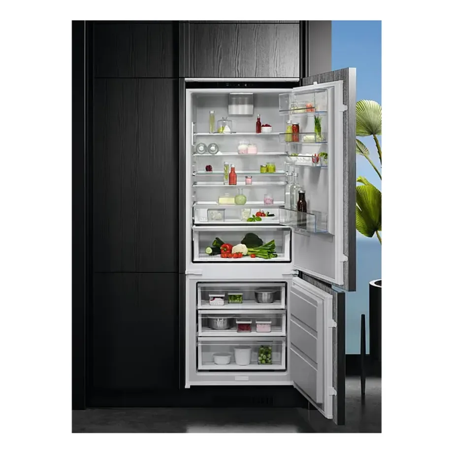 Integreeritav NoFrost külmik-sügavkülmik Wi‑Fi-ga AEG NSC7P751ES, 287+89 l, 70 cm, MaxiSpace, GreenZone+ sahtel, inverterkompressor, libisevad hinged, LED-valgustus, E-kl – 2
