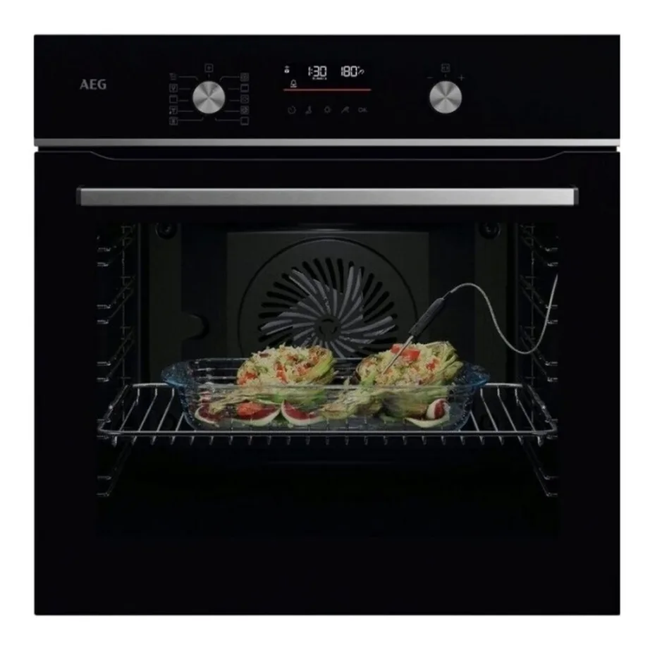 Integreeritav pürolüütiline aurufunktsiooniga ahi AEG OA5PB531AB, 71 l, 60 cm, SurroundCook, SteamBake, lihatermomeeter, WiFi, must klaasesipaneel