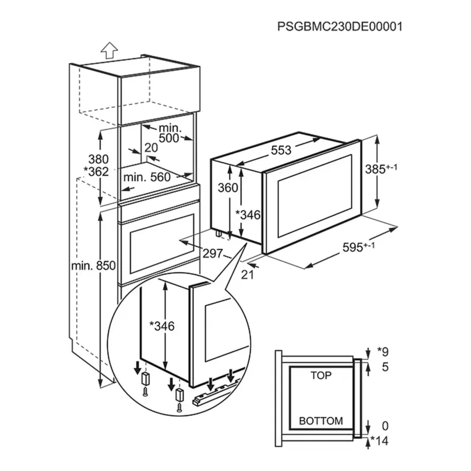 Integreeritav mikrolaineahi grilliga AEG OS5MG20EB, 20 l, 800 W, 1000 W grill, elektrooniline LCD-juhtimine, roostevaba sisemus, must – 7