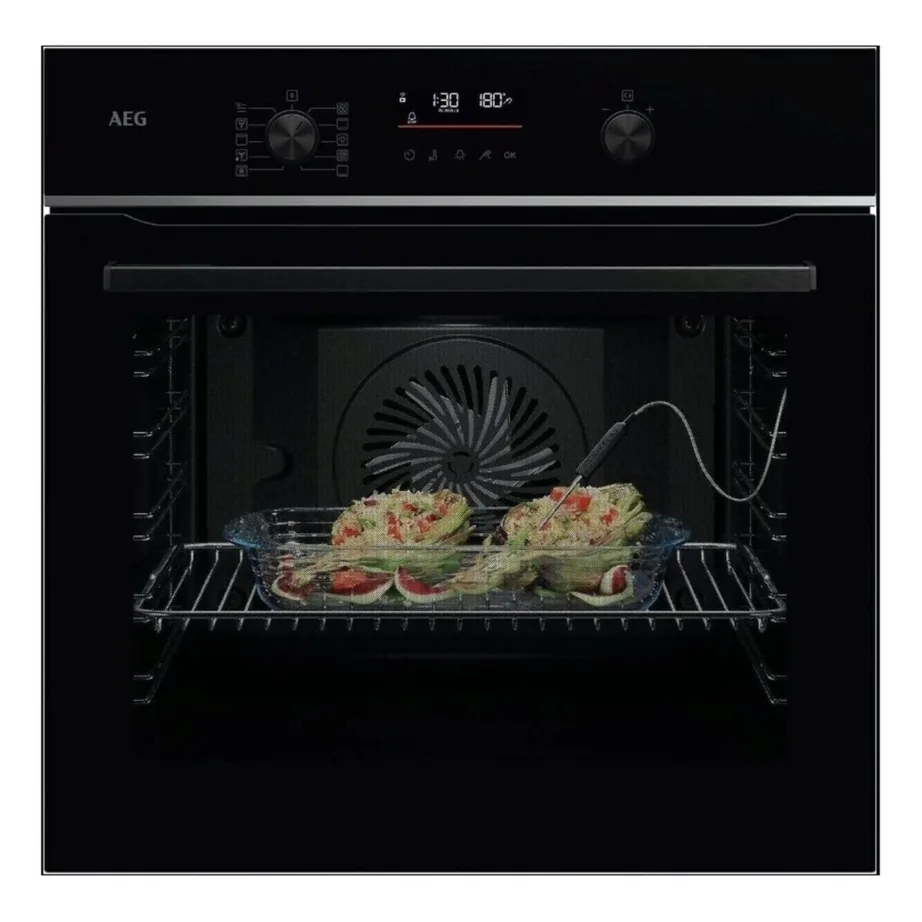 Integreeritav aurufunktsiooniga pürolüütiline ahi AEG TA5PB531AB, 71 l, SteamBake, Pyroluxe, WiFi, A+, must, 60 cm, lihatermomeeter