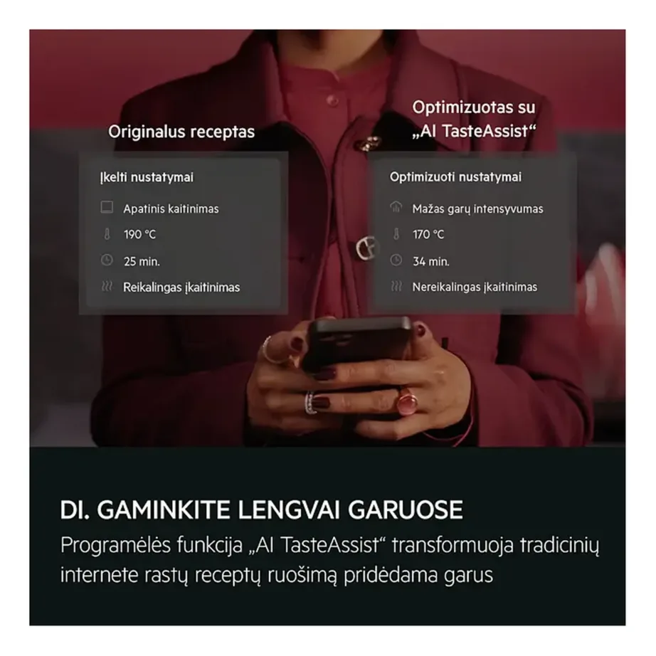 Integreeritav auruga elektriahi AEG TB8SB73ZAB, SteamPro täisaur 100%, 70 l, A++, CookSmart Touch puuteekraan, Wi-Fi, AI TasteAssist, lihatermomeeter, aurupuhastus, must - 13