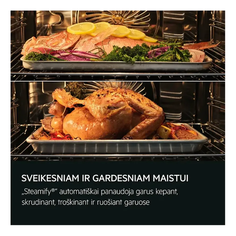 Integreeritav auruga elektriahi AEG TB8SB73ZAB, SteamPro täisaur 100%, 70 l, A++, CookSmart Touch puuteekraan, Wi-Fi, AI TasteAssist, lihatermomeeter, aurupuhastus, must - 7