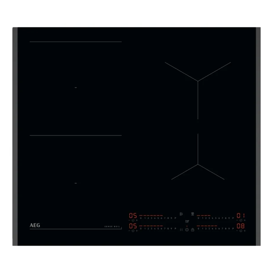 60 cm integreeritav induktsioonpliidiplaat SenseBoil ja Hob2Hoodiga AEG TI64IB10FB, 4 tsooni, 1xBridge, puutejuhtimine Slider, 7350 W, must, raamita