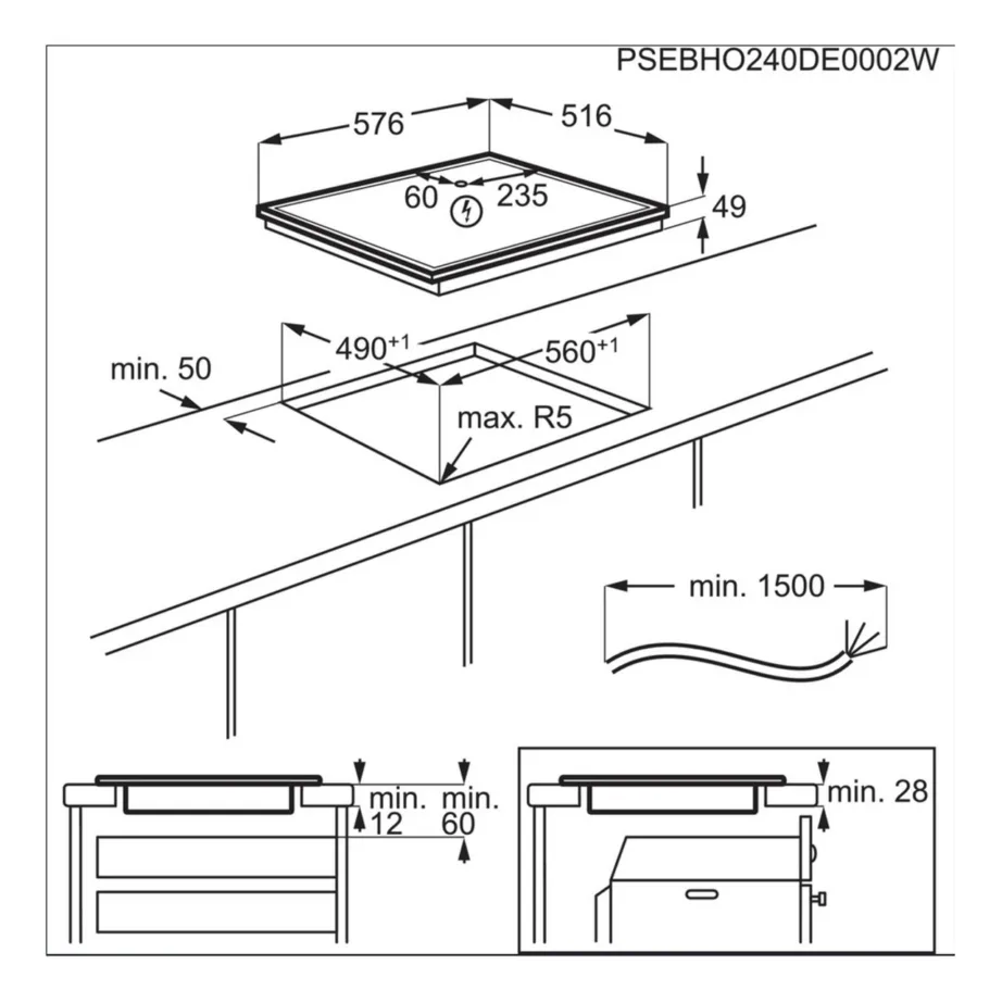 60 cm induktsioonpliidiplaat Hob2Hood ja PowerBoostiga AEG TN64IA00XB, 4 keeduala, 7200 W, puutetundlik juhtimine, taimer, lapselukk, raamiga, must – 2