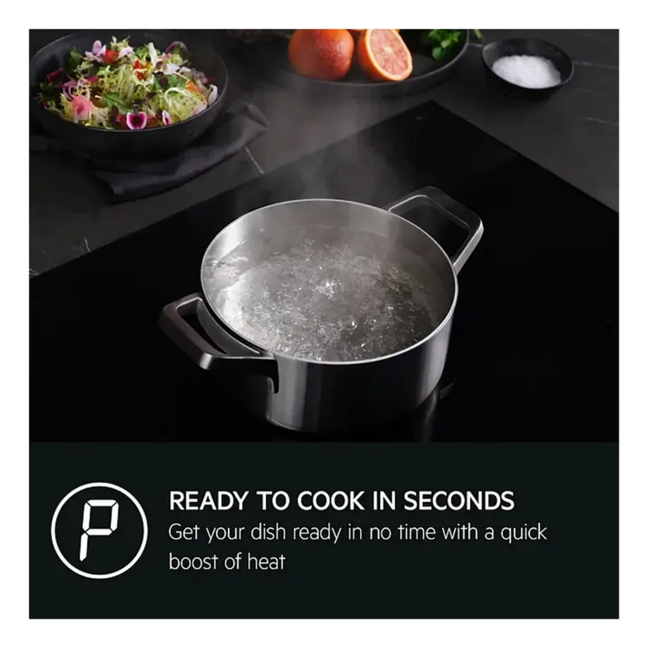 60 cm induktsioonpliidiplaat Hob2Hood ja PowerBoostiga AEG TN64IA00XB, 4 keeduala, 7200 W, puutetundlik juhtimine, taimer, lapselukk, raamiga, must – 7