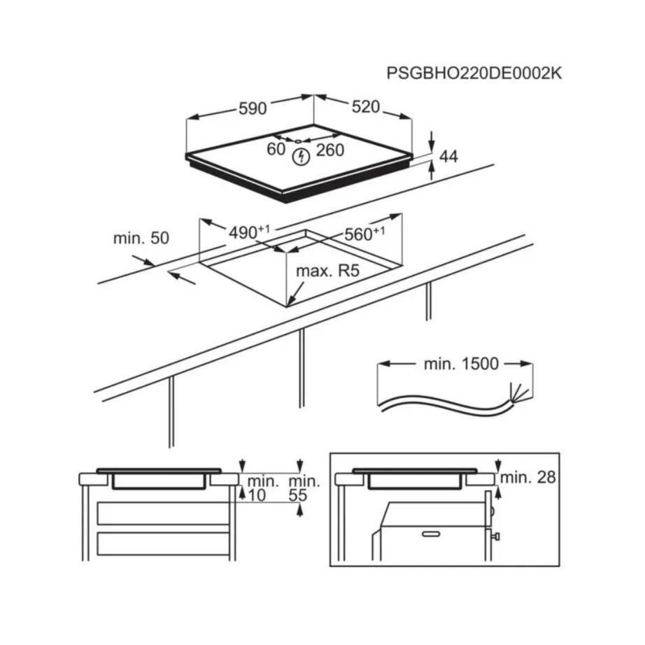 Induktsioonpliidiplaat Bridge-tsooniga AEG TO63IQ00FB, 60 cm, 3 keeduala, Hob2Hood, PowerBoost, puutejuhtimine, must – 2
