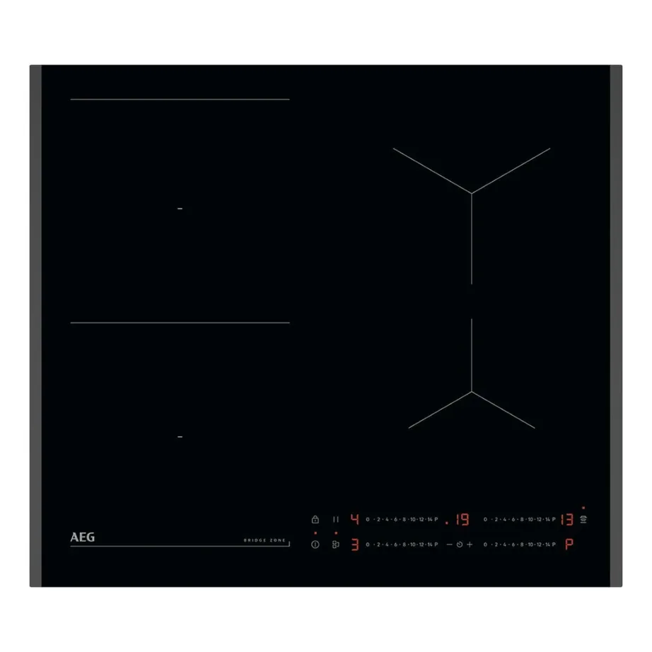 60 cm 4-tsooniline induktsioonpliidiplaat Bridge ja Hob2Hood funktsiooniga AEG TO64IB00FB, klaaskeraamika, puutetundlik juhtimine, PowerBoost, raamita, 7350 W, must