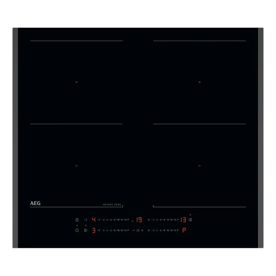 60 cm induktsioonpliidiplaat 2xBridge-funktsiooniga AEG TO64IM00FB, 4 keeduala, puutetundlik liugjuhtimine, PowerBoost, taimer, laste lukk, raamita, must, 7200 W