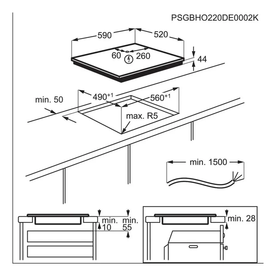 60 cm induktsioonpliidiplaat 2xBridge-funktsiooniga AEG TO64IM00FB, 4 keeduala, puutetundlik liugjuhtimine, PowerBoost, taimer, laste lukk, raamita, must, 7200 W – 2