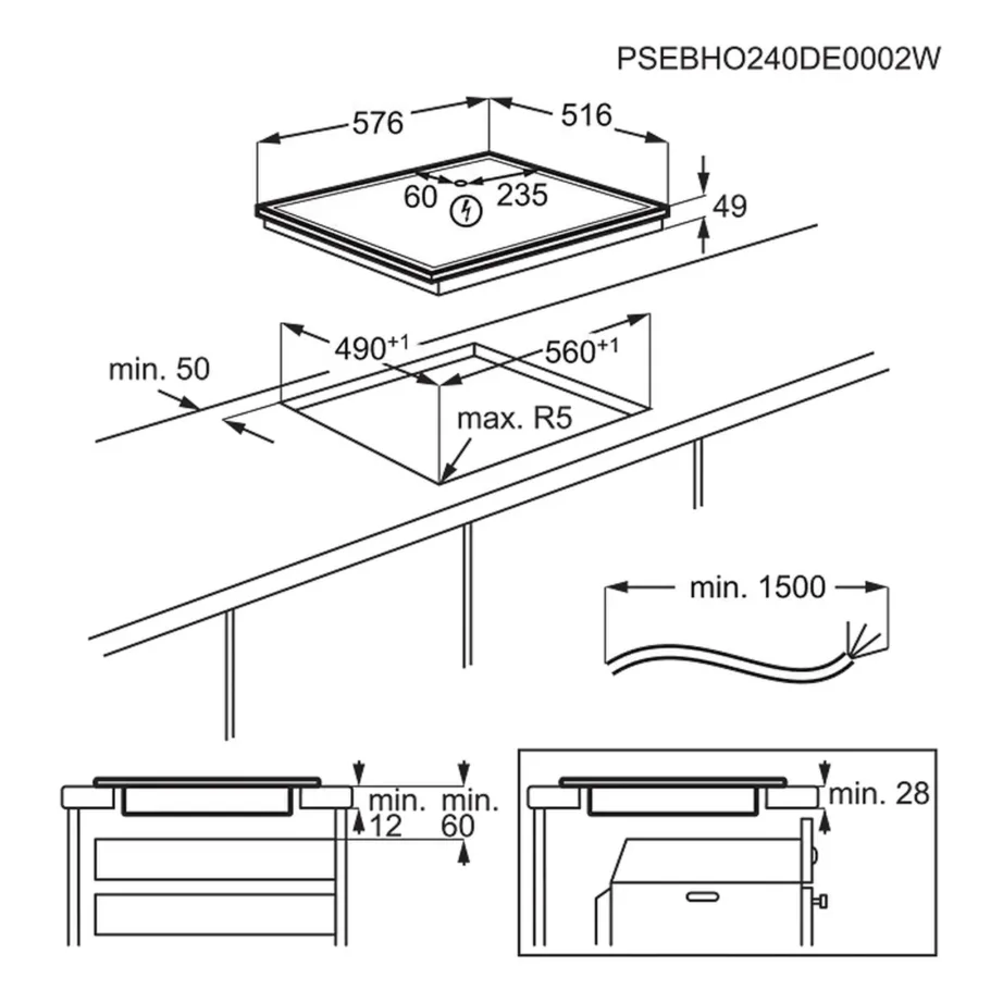 60 cm induktsioonpliidiplaat 4 tsooniga ja DoubleBridge AEG TO64IM00XB, puutetundlik liugjuhtimine, raamiga, must, 7200 W, pealtpaigaldus – 9
