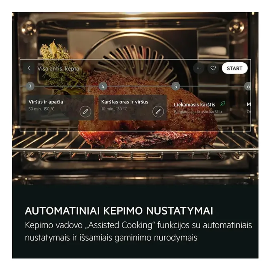 Integreeritav täisauru ahi sous-vide ja Wi-Fi-ga AEG TP9SB831AB, 9000 ProAssist SteamPro, 70 l, A++, 60 cm, must klaasesipaneel, puutetundlik ekraan, lihatermomeeter, teleskoopsiinid – 3