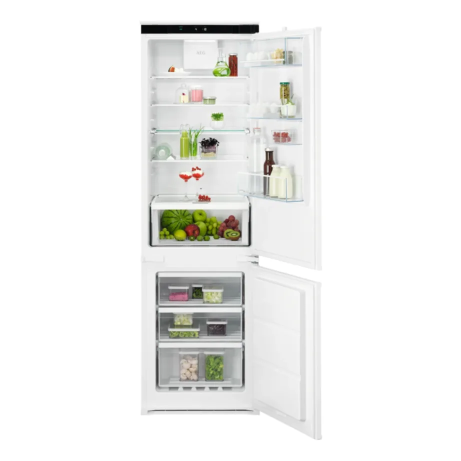 Integreeritav No Frost külmik-sügavkülmik GreenZone sahtliga AEG TSC7G181ES, 194/62 L, 178 cm, Wi-Fi, libisevad hinged, LED-valgustus, 36 dB, energaklass E, valge